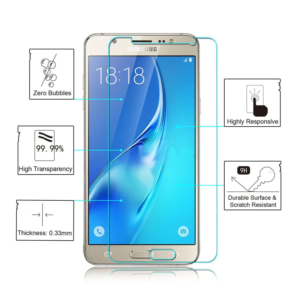 PROTECTOR PANTALLA CRISTAL TEMPLADO ULTRA CLARO 9H Para Samsung Galaxy J7 (2016) EE. UU. Foto 2 de 4