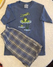 Miss-Tee-V-Us Boys 6x/7/8 Frog Plaid Shorts Set Frog  s Eye View Elastic Waist