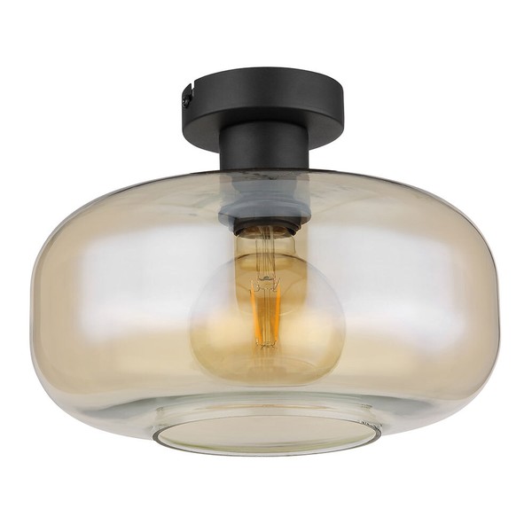 Deckenlampe Deckenleuchte Esszimmerlampe Glasschirm Amber 1 Flammig D 28 Cm-image