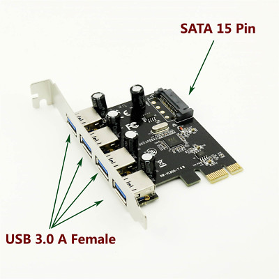 1pc 4-Port SuperSpeed USB 3.0 PCI-E PCI Express Card SATA Power Connector VL805