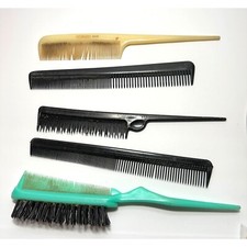Vintage Nylon and Plastic Comb Set Styling Teasing Rat Tail Lot of 5