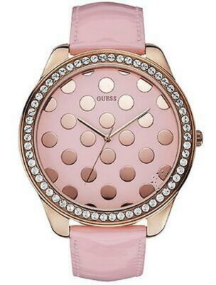 Guess Crystals Rose Gold Analogue Quartz Pink Leather Strap  display picture 1