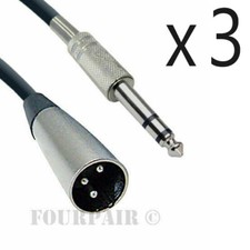 3 Pack - 50ft XLR 3-Pin Male to 1/4" Stereo TRS Shielded Microphone Mic Cable