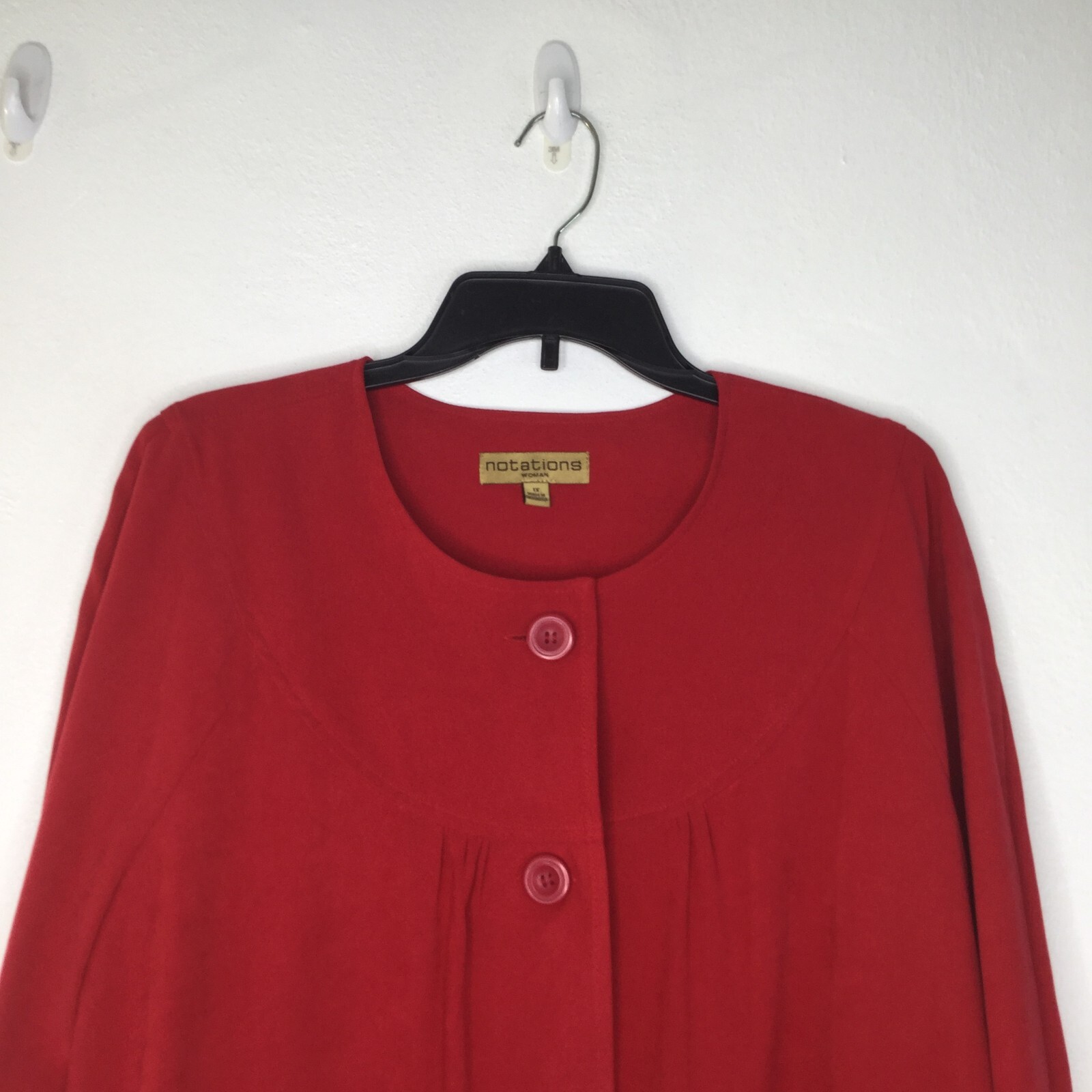 Notations Jacket Women 1X Red Solid Button-Down P… - image 2