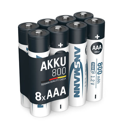 8x ANSMANN NiMH Akku Micro AAA 800mAh maxE HR03 Sparset 5035042