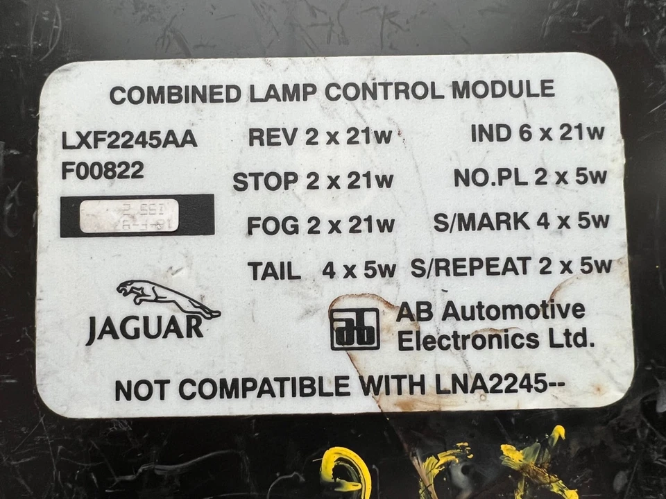 1995 1996 1997 JAGUAR XJ6 VANDEN PLAS MÓDULO DE CONTROL DE LÁMPARA LXF2245AA Foto 2 de 4