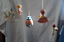 Vintage Wooden Baby Crib Mobile MOTHER GOOSE Baby Nursery Mobile  Working