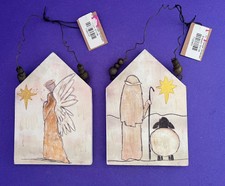 NWT Set of 2 Kellie Montana Wooden Christmas Door Knob Hangers SALE!