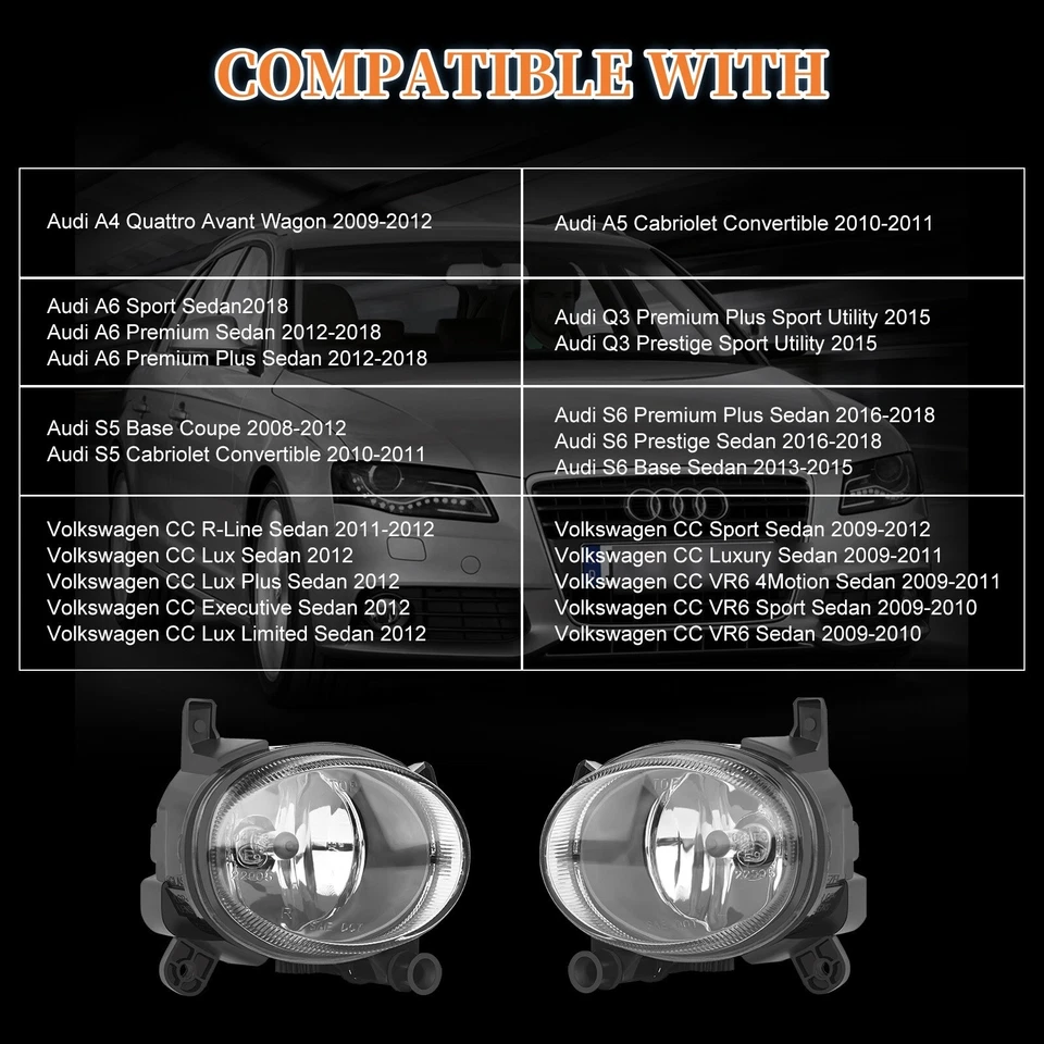 fog lights for AUDI A4 A5 A6 Q3 S5 S6 2008-2018;Volkswagen CC 2009-2012 - Image 2 of 4