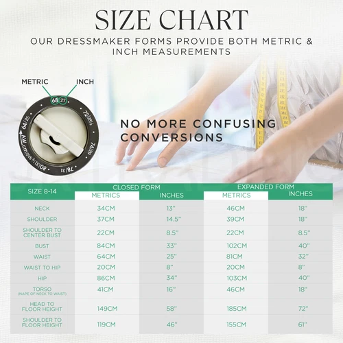 JKCrafts 8Parts SZ8-14 Adjustable Dressmakers Dummy Model Mannequin Sewing GREY - Picture 5 of 9