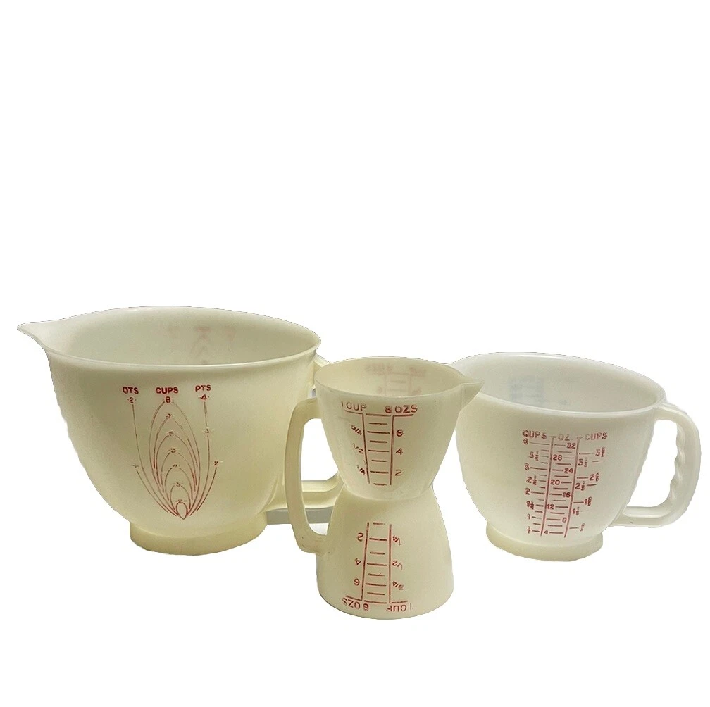 Vintage Tupperware Wet Dry Double Sided Measuring Cup + 2 Mix N Store Lot
