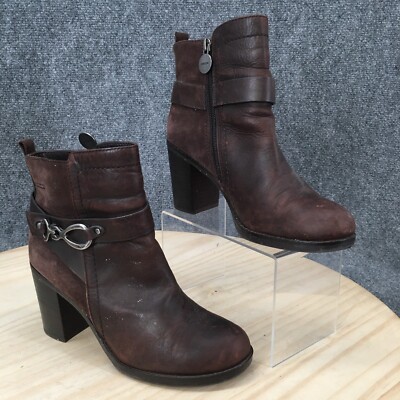 GEOX Boots Womens Ankle Bootie Brown Leather Side Zip