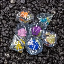 Sage's Familiars - Rainbow Magic Shrooms Resin Dice Set | Dungeons DnD RPG TTRPG