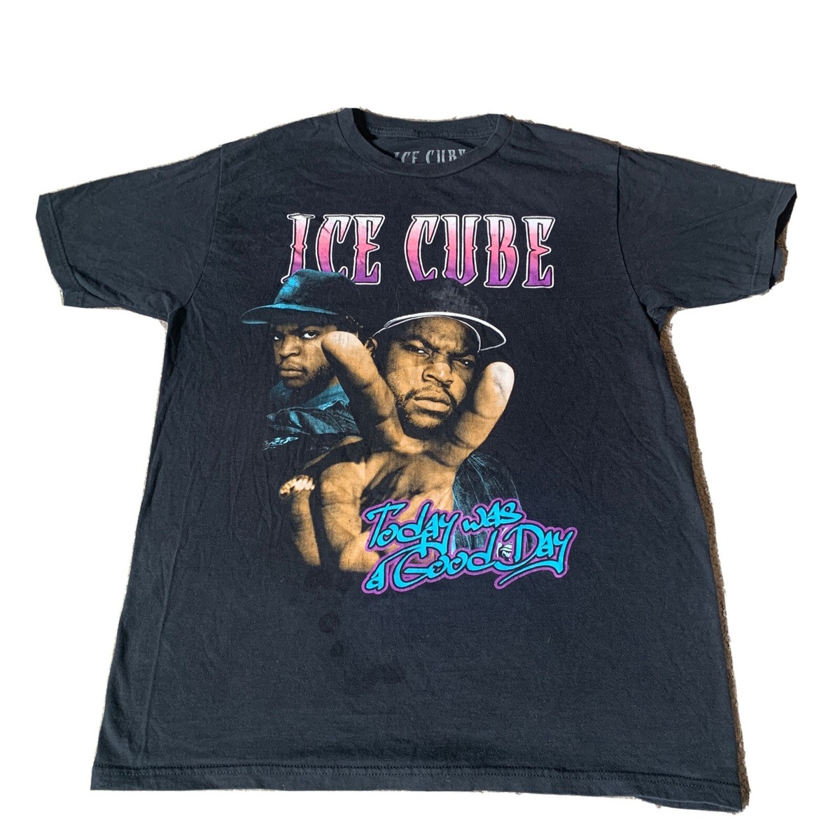 トップス ICE CUBE RAP TEES Ice Cube Rap Tee Shirt Vintage REPRINT Black Faded Bay Club Tag