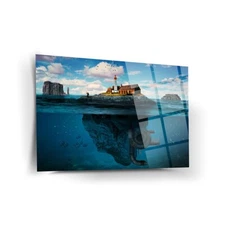 Floating Island Premium Tempered Glass Wall Art,  Fade Proof Home Decor Wall Art