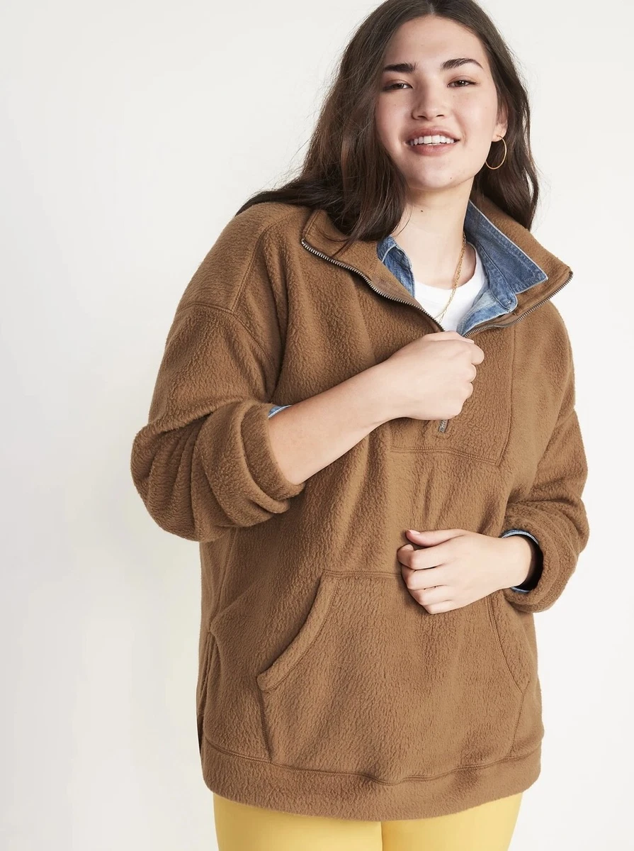 Old Navy Women's Oversized Sherpa Half-Zip Tunic Sweatshirt Size XXL or 4X  $50 | eBay