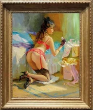 Handmade Original Oil Painting art Impressionism women Girl on canvas 24"x30"