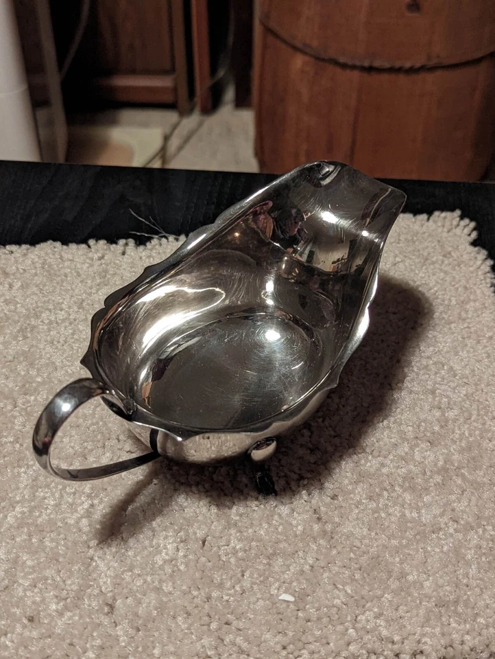 1942 Серебряный соус лодка с надписью на стороне - историческая вещь! - Изображение 2 из 4