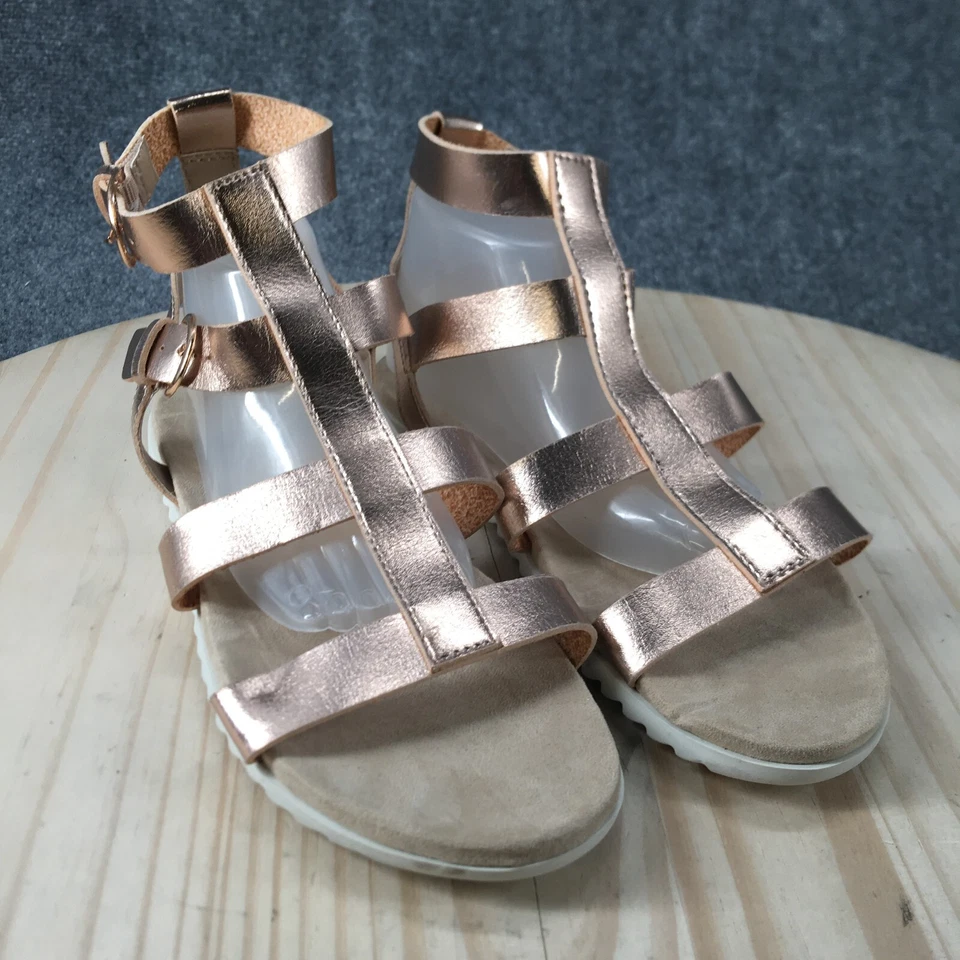 Sandalias Cat And Jack Juveniles 5 Elie Gladiador Planas Dorado Imitación Cuero Puntera Abierta Foto 3 de 4