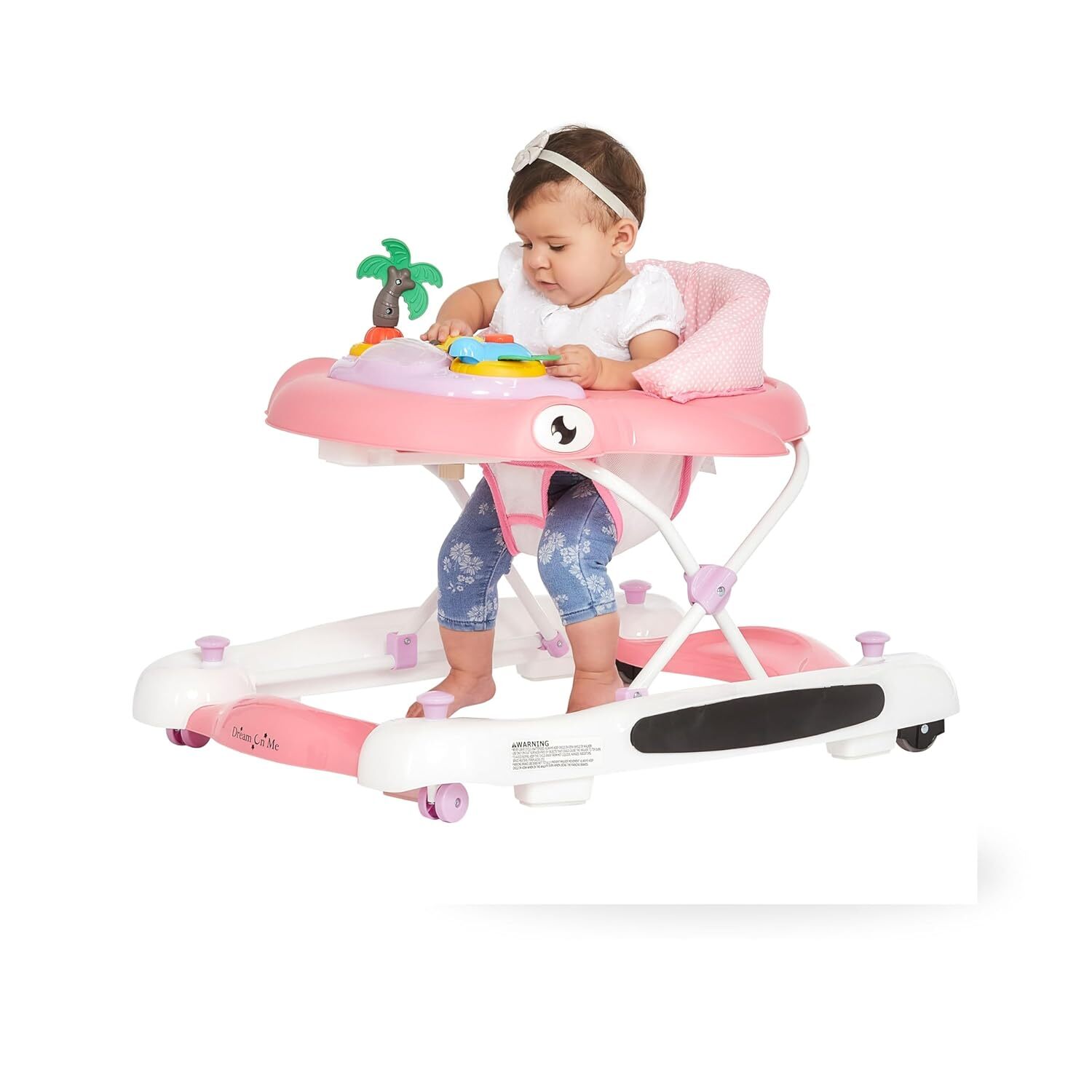 2-in-1 Aloha Fun Baby Walker in Pink, Easily Convertible Baby Walker, Adjustable