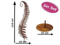 Gartenstecker Farnblatt Mit Standplatte Im Rost Design, Farn Rostfigur Garten