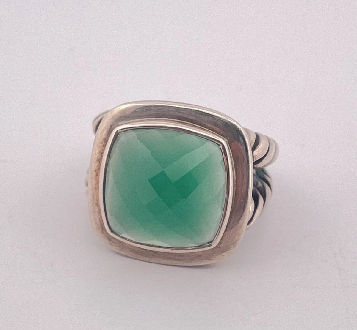David Yurman Sterling Silver Green Onyx Ring Size 6 Weighs 15.3