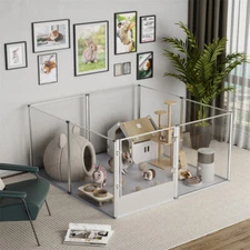 Safe Pet Playpen Shatterproof Clear Acrylic Dog Cage Puppy Fence Aluminum Frame