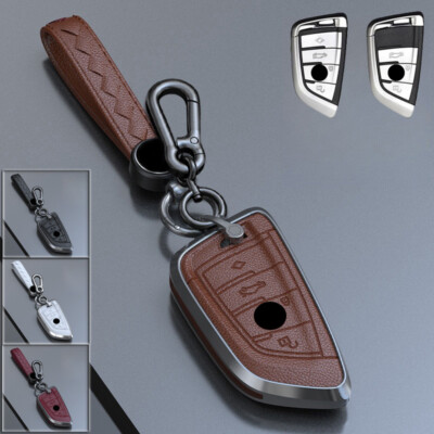 Zinc Alloy Leather Car Key Fob Case Cover For BMW X1 X2 X3 X4 1 2 3 4 5 Series