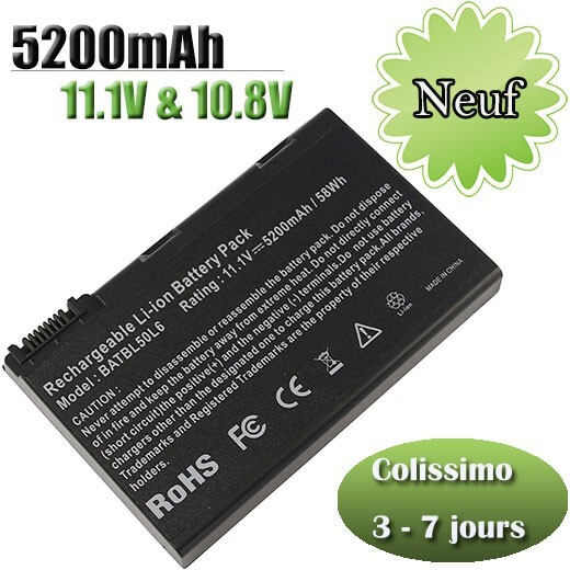Batterie BATBL50L6 de 4400mAh pour ordinateur Acer Aspire série 5680