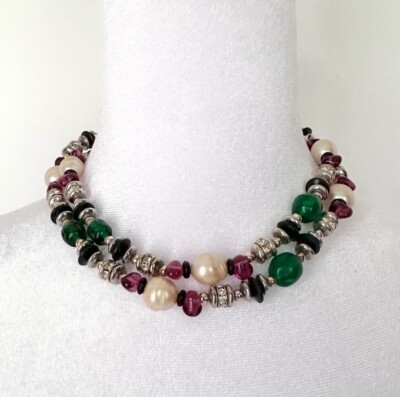 Vintage Chanel Gripoix Faux Pearl And Rhinestone Necklace | eBay