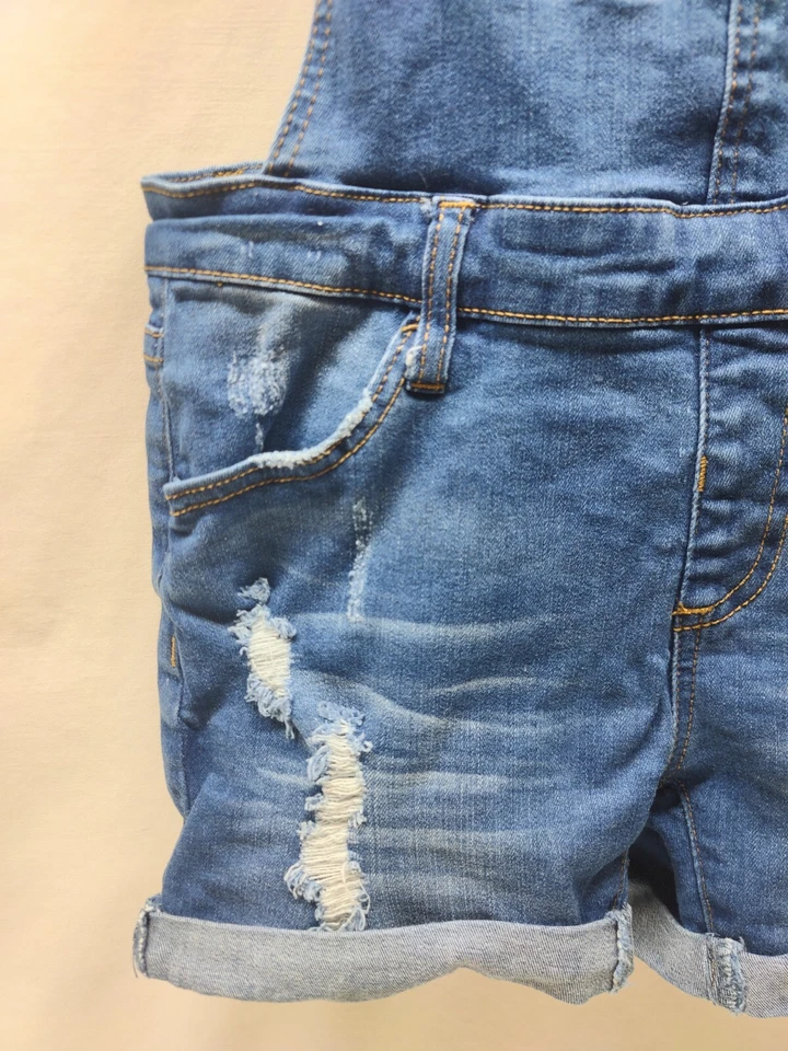 Papaya Jeans Women's Denim Shorts Distressed Cutoff Overalls Medium Wash Siz Med - Image 2 of 4