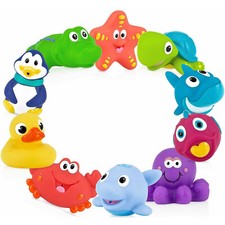 Nuby 10 Pack Little Squirts Fun Bath Toys with Assorted Characters