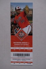 BALTIMORE ORIOLES VS KANSAS CITY ROYALS 8/2/17 FULL TICKET~ CALEB JOSEPH HR