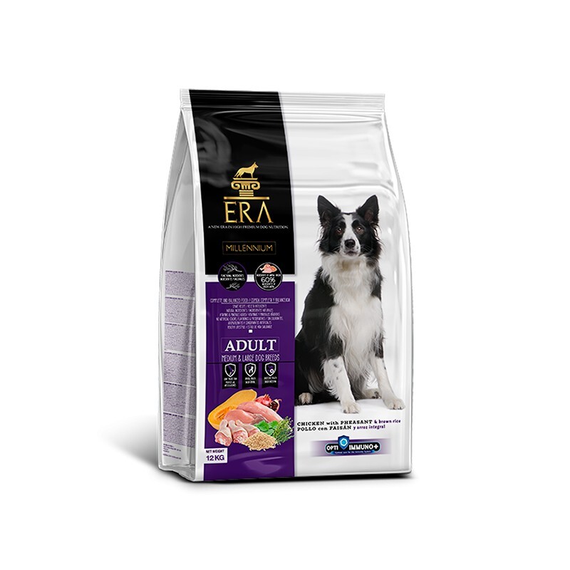 Era Millennium Adulte Poulet et Faisan 12 kg Croquettes Premium de Qualité Supérieure Chien
