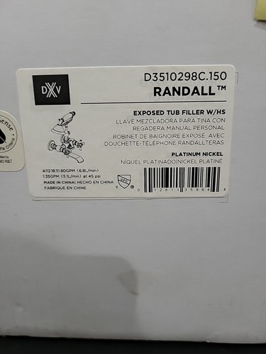 DXV Roman Tub Filler W/ Handshower Randall Platinum Nickel D3510298C.150 E12 - Picture 2 of 13