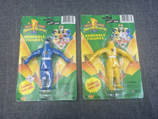 Vintage 1994 Mighty Morphin Power Rangers 5" Bendable Figure Yellow & Blue Ninja