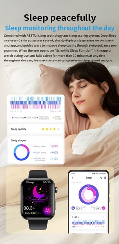 Inteligentny zegarek HD Kompleksowa ocena stanu zdrowia Monitorowanie stresu i analiza ciała - Zdjęcie 11 z 40