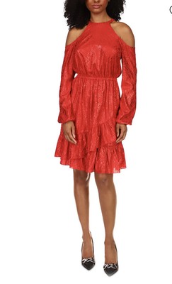 MICHAEL Michael Kors Printed Cold-Shoulder Dress. Sz M.$165 Value