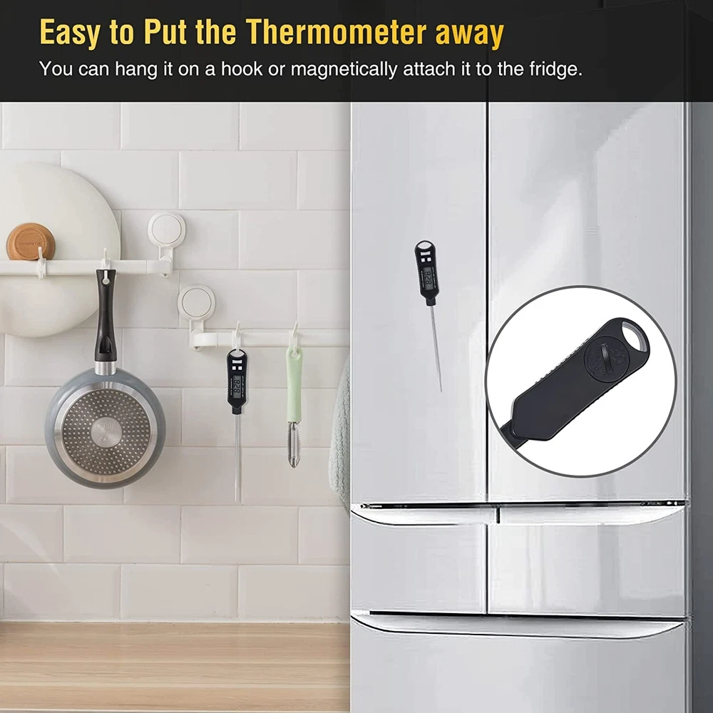 Meat Thermometer, Digital Instant Read Kitchen Food IP66 Waterproof 5.1" Long