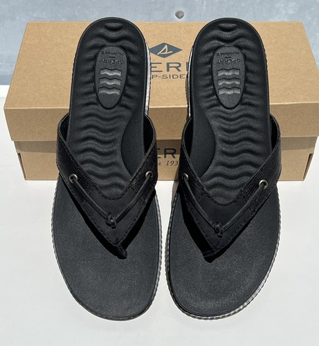 Sperry Womens Waveside Plush Thong Flip Flop BLACK Sandals Sz 9 Brand New 194917241592 | eBay
