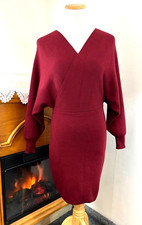 Zonsaoja Women's Sweater Dress Sexy V Neck Long Sleeve Backless Knitted ~ Size S
