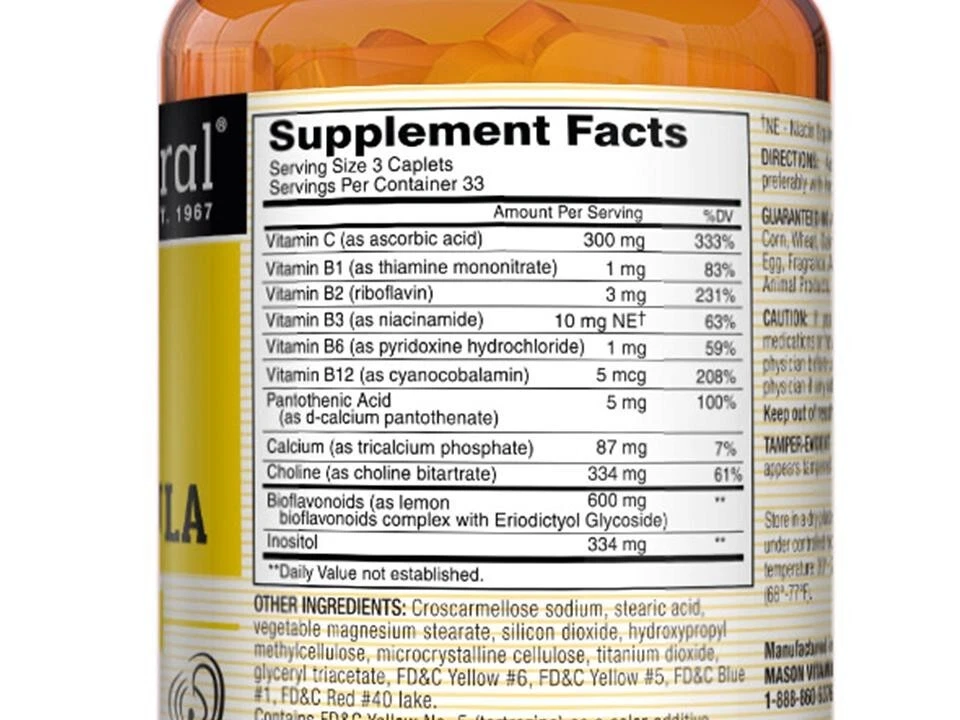 2 X 100 = 200 Mason Natural Advanced Ear Health Formula Bioflavonoids Plus - Imagem 3 de 4