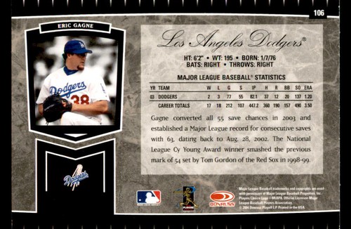 2004 Leaf Certified Cuts #106 Eric Gagne Los Angeles Dodgers - Picture 2 of 2