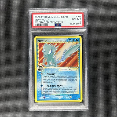 2006 POKEMON EX DRAGON FRONTIERS GOLD STAR #101 MEW-HOLO PSA 8