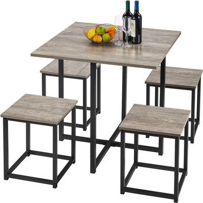 Yaheetech Dining Table Set for 4 Industrial Kitchen 4, Grey 
