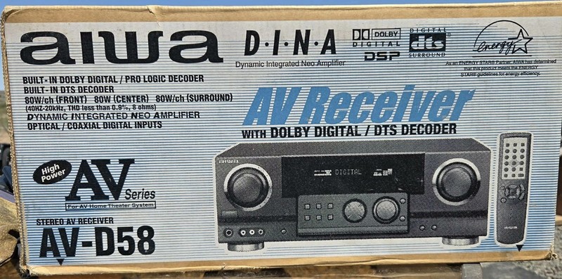 AIWA AV-D58 AV Receiver With Dolby Digital/DTS Decoder BRAND NEW!