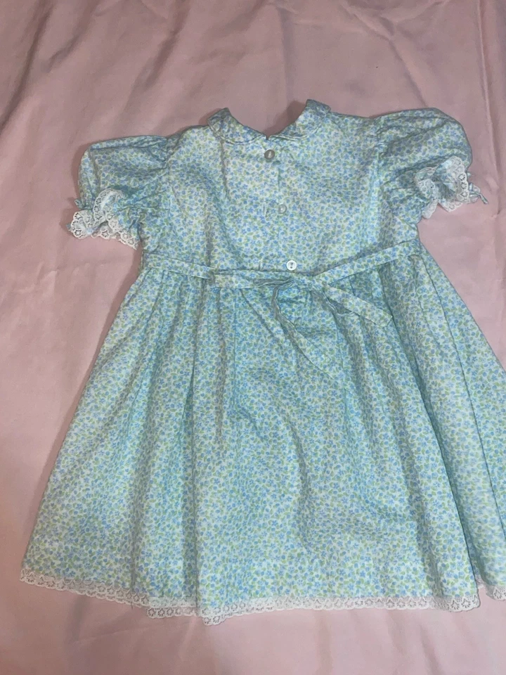 Vestido Little Bitty Floral Calado Infantil Azul/Verde Floral Talla 18 MO Foto 4 de 4