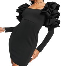 ASOS DESIGN Exaggerated Puff Sleeve Renaissance Cocktail Party Mini Dress Sz 10