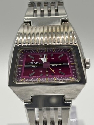 Seiko Alba AKA Quarzuhr rotes Zifferblatt Damenmodell Y151-5D90