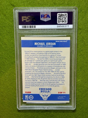 Michael Jordan 1987 FLEER STICKER PSA 5 CARD JERSEY #23 CHICAGO BULLS 1987 Fleer - Picture 10 of 24